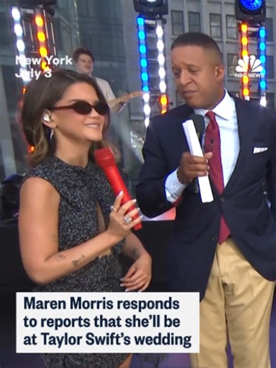After a performance on the @todayshow in New York City, Maren Morris said that she’s “so excited” for Taylor Swift and Travis Kelce “to celebrate their love” and that she’s “happy to be here” while responding to reports that she’ll be in attendance at the wedding.