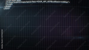 Beautiful Abstract Program Code is Written on the Screen and Moved Up Seamless. Looped Animation of Machine Language Running on the Data Screen. Technology Concept. 4k Ultra HD 3840x2160.