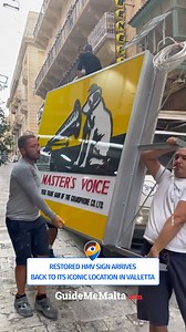 Following the unfortunate incident that damaged a piece of local history, @damatorecords welcomes the beloved sign back home 🎶👏 📷 Facebook - D'Amato Records 1885 #GuideMeMalta #Malta #HMV #History #Music | GuideMeMalta.com