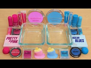 Baby Pink vs Blue - Mixing Makeup Eyeshadow Into Slime ASMR