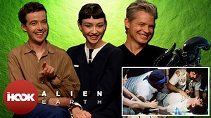 Timothy Olyphant, Sydney Chandler and Alex Lawther, stars of the new 'Alien: Earth' franchise, sit down and react to the most iconic scenes from the 'Alien' film franchise 👽 'Alien: Earth' releases on August 13 on Disney 🍿 | The Hook