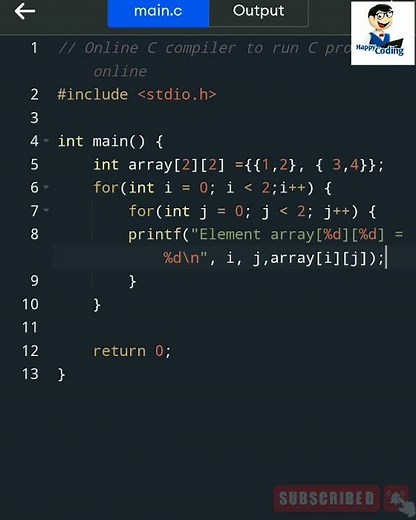 Two dimensional array execution using c in tamil #happycoding #cprogramming #arrays #tamil #shorts