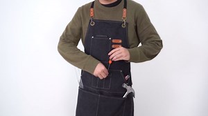 JASGOOD Work Aprons for Men Women with 9 Pockets Chef Apron Canvas Cross Back Aprons Heavy Duty Apron Black Tool Apron for Woodworkers Waterproof Apron