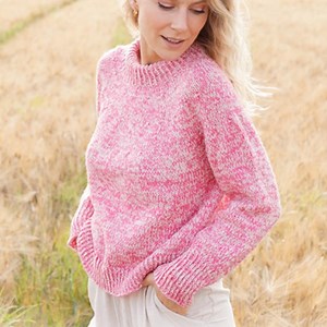 Pink Melange Knit Sweater Pattern, Chunky Crewneck Pullover Knitting Tutorial, Easy Beginner Project PDF - Etsy