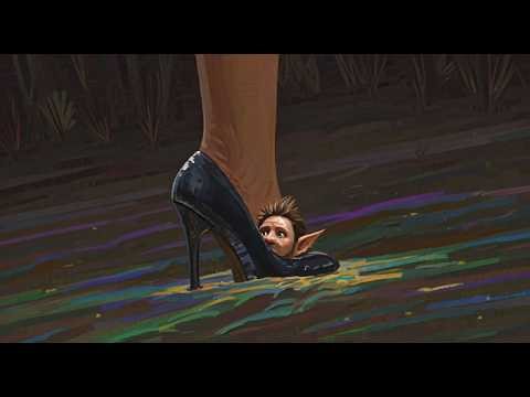 Chelle's nylon-clad feet navigate a path of tiny "goblins