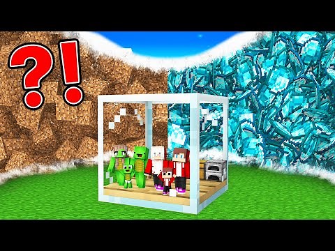 DIRT & DIAMOND TSUNAMI vs Mikey Family & JJ Family GLASS Bunker Minecraft (Maizen)
