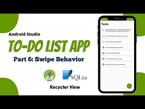 To Do List App Android Studio Tutorial | Part 6 - Add Recycler View Swipe Behavior, Delete Tasks