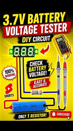 3.7V Battery Voltage Indicator Connection | Digital Volt Meter ⚡ #shorts #electronic #electrical