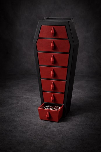 Gothic Coffin Jewelry Box With 6 Drawers | Spooky Coffin Storage Organizer | 3D Printed Decor - Etsy