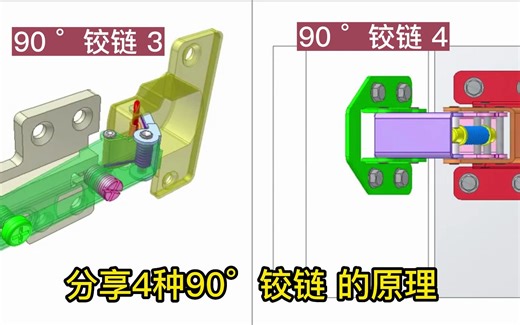 机械原理动画-4种90°铰链机构