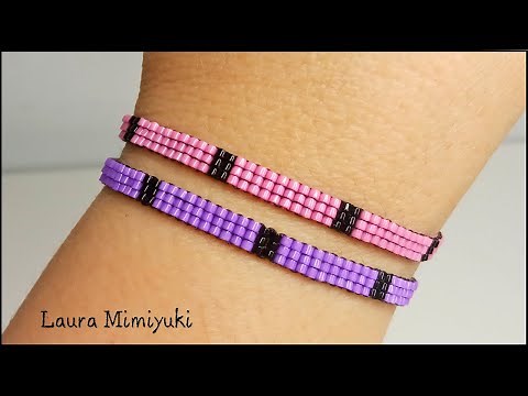 Square stitch bracelet / Miyuki easy step by step