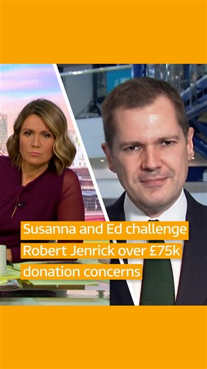 'There's nothing improper here at all.' Tory leadership contender Robert Jenrick insisted a £75,000 donation from a sports fitness business which has never turned a profit and has no employees was 'normal'. | Good Morning Britain