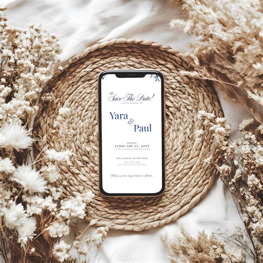 Minimalist Dark Blue Wedding Invitation Template (digital) - Etsy