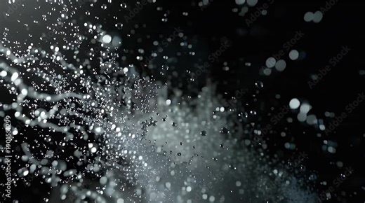 Ultra-high-definition 8K capture of exploding water droplets. Masterfully lit with dramatic, cinematic flair to highlight photorealistic details, volumetric rays, and elegant soft shadows. Isolated on