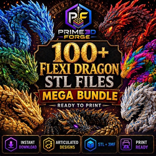 300  Flexi Dragon STL Bundle | Articulated 3D Print Files | STL   3MF Models | Commercial Use - Etsy