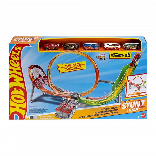 Hot Wheels Action Power Shift Motorized Raceway Track Playset with Booster & 5 Cars in 1:64 Scale - Walmart.com