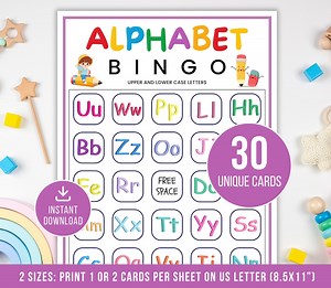 Alphabet Bingo, 30 Alphabet Bingo Cards, ABC Bingo Game, Preschool Classroom Activity, Upper and Lower Case Bingo, Alphabet Worksheets - Etsy UK