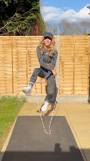 Lauren Flymen | Jump Rope ✨ on Instagram: "Who came first, me or the dog? 🐶 • ROPE: Lauren Jumps X Dope Ropes collab beaded rope (colourway coming soon👀) - link & discount in bio. Mat is also Dope Ropes • @hexxeeofficial socks 💗 LAUREN20 for 20% off (ad) • #jumprope #skipping #footwork #fancyfootwork #choreo #dance #fitness #skills"