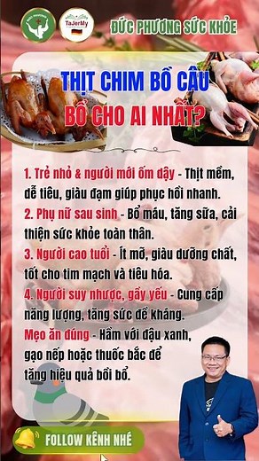 Thịt Chim Bồ Câu Bổ Cho Ai Nhất? Lợi Ích Sức Khỏe Ít Người Biết | Đức Phương Sức Khỏe