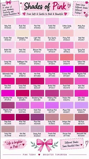 60 Shades of Pink with HEX Codes 🎀 | Pink Color Shades Names & Codes | Complete Color Chart #shorts