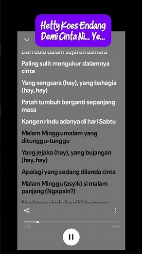 hetty koes endang - demi cinta nih yee lirik