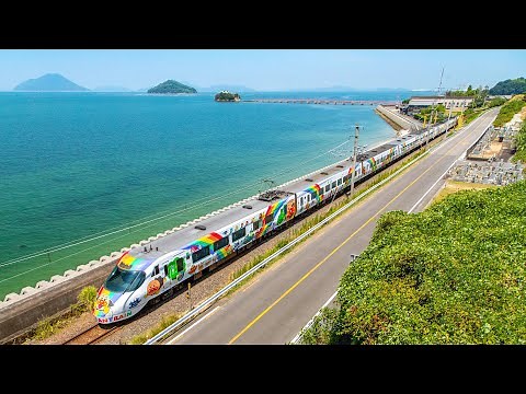 海を走る電車（詫間駅～海岸寺駅）JR四国・予讃線・香川県