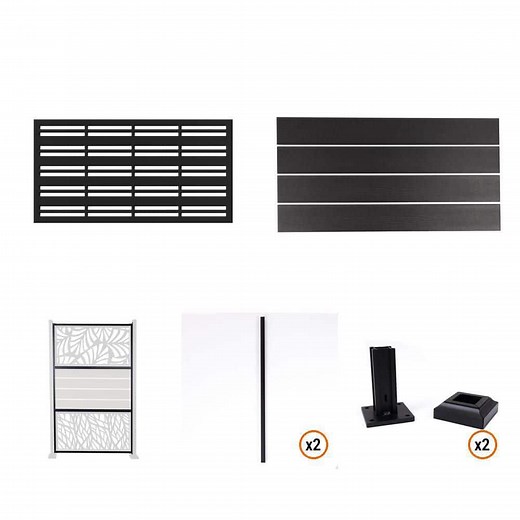 Deckorators Privacy Screen Kit with Pier Insert and Slate Boards for Flat Surface Installation with Frame and Posts - The Home Depot