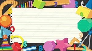 Blank lined notebook paper template with numbers and math elements for school and student backgrounds.