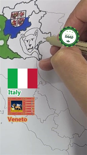 Veneto region flag map drawing 🇮🇹 | Disegno della mappa della bandiera del Veneto
