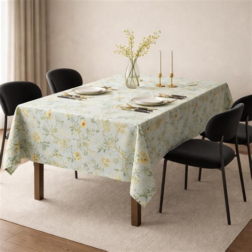 Waterproof Vinyl Tablecloth 52x70, Floral Leaves Pattern, Wipe Clean Dining Cover - Etsy