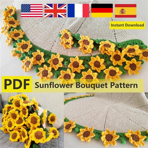 Blooming Sunflower Bouquet Blanket Pattern,handmade Crochet Flower Blanket,crochet Pattern Pdf,beginner Friendly,mother's Day Gift for Her - Etsy