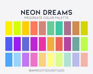 Neon Dreams Procreate Color Palette - Etsy