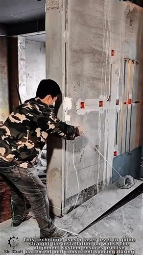 Wall Tile Installation Work Tool Using Laser Level Alignment #worktool