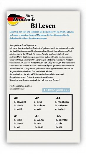 #shorts #deutsch B1 Grammatik| B1 Lesen Prüfung: Lückentext Schreiben | German B1 Reading Exam