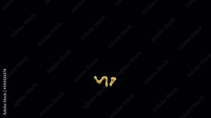 Animated melted golden word VIP reverting to solid three dimensional text. Transparent background. Stock Video