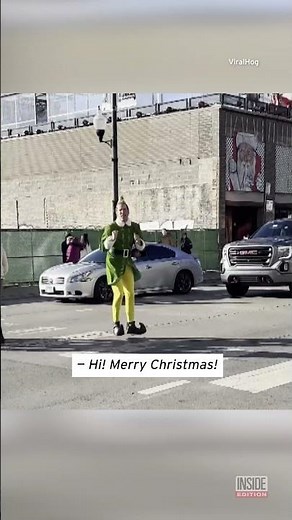 Real Life Buddy the Elf Hops Across Street #Shorts