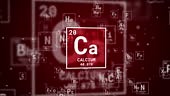 Calcium chemical element icon loop animation on red background