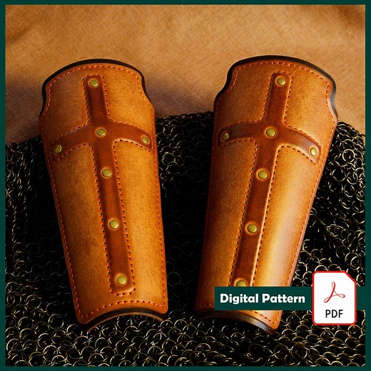 DIY Leather Bracers Pattern: Embossed Cross, LARP Cosplay (PDF Template) - Etsy