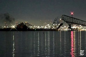 Baltimore Bridge Collapses After Being Hit by Ship