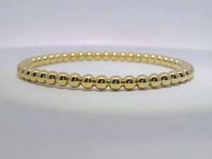 Plain Gold Beads Stretch Bangle 18k Yellow Gold - Etsy Canada