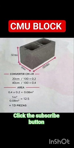 How to calculate the quantity of CMU block in 1 m2