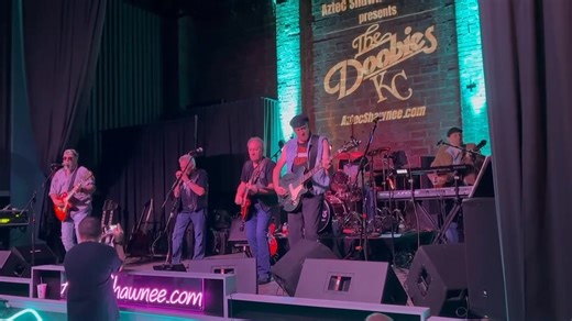The Doobies KC a tribute to the Doobie Brothers starting off Hot, joined by our own Bruce Young. Special thanks to Jim Dow for the video and some pictures in the comments. #AztecShawneeTheater | Aztec Shawnee Theater
