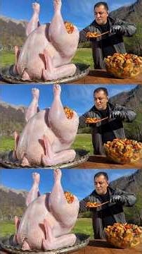 Giant Stuffed Thanksgiving Turkey Roasted in the Mountains #shorts #thanksgiving #roasting #cooking