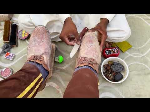 Desi Ultimate And Knife ASMR Shoe Shine Clean Dusting Washing ||cleaning And Shoeshine Polish.