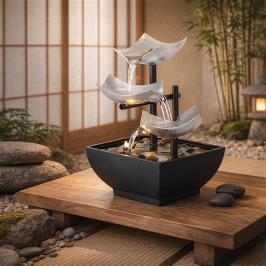 Zen Desktop Water Fountain With LED – Mini Tabletop Waterfall for Meditation & Feng Shui Decor - Etsy