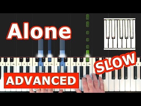 Marshmello - Alone - SLOW Piano Tutorial Easy - Sheet Music (Synthesia)