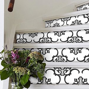 Stair Riser Stickers - Removable Stair Riser Vinyl Decals - Milano Pack of 6 in Black and White - Peel & Stick Stair Riser Deco Strips - 48" - Etsy