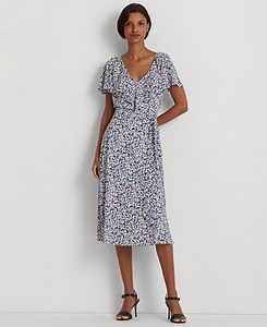 Lauren Ralph Lauren Women's Ruffle-Trimmed V-Neck A-Line Dress  - Macy's