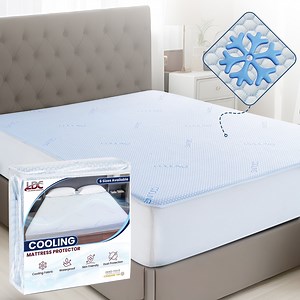 Lux Decor Cooling Mattress Protector California King - Waterproof, Breathable & Soft 3D Air Fabric, Lightweight, Noiseless & Durable, 16” Deep Pocket Fitted Mattress Cover