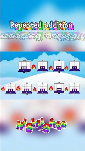 Numberblocks 16 times table with repeated addition #mathforkids #shorts #learntocount